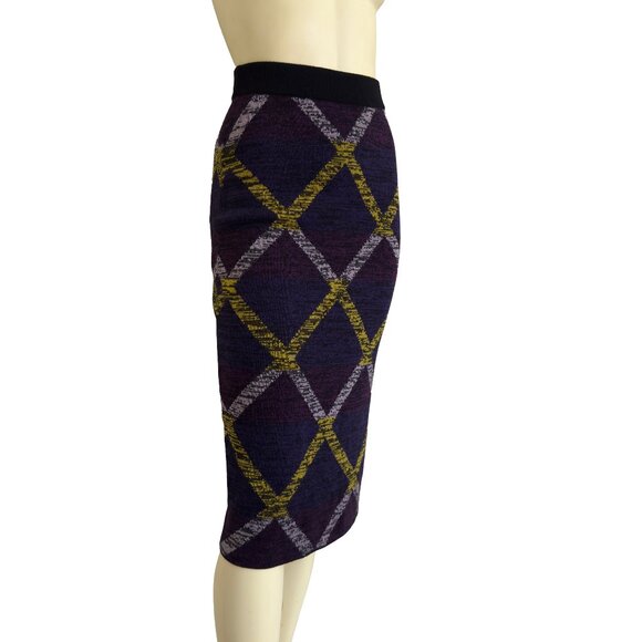 Escada Sport Rouda 100% Wool Diamond Plaid Pencil Skirt XS NWOT | Dark Academia - Picture 1 of 7